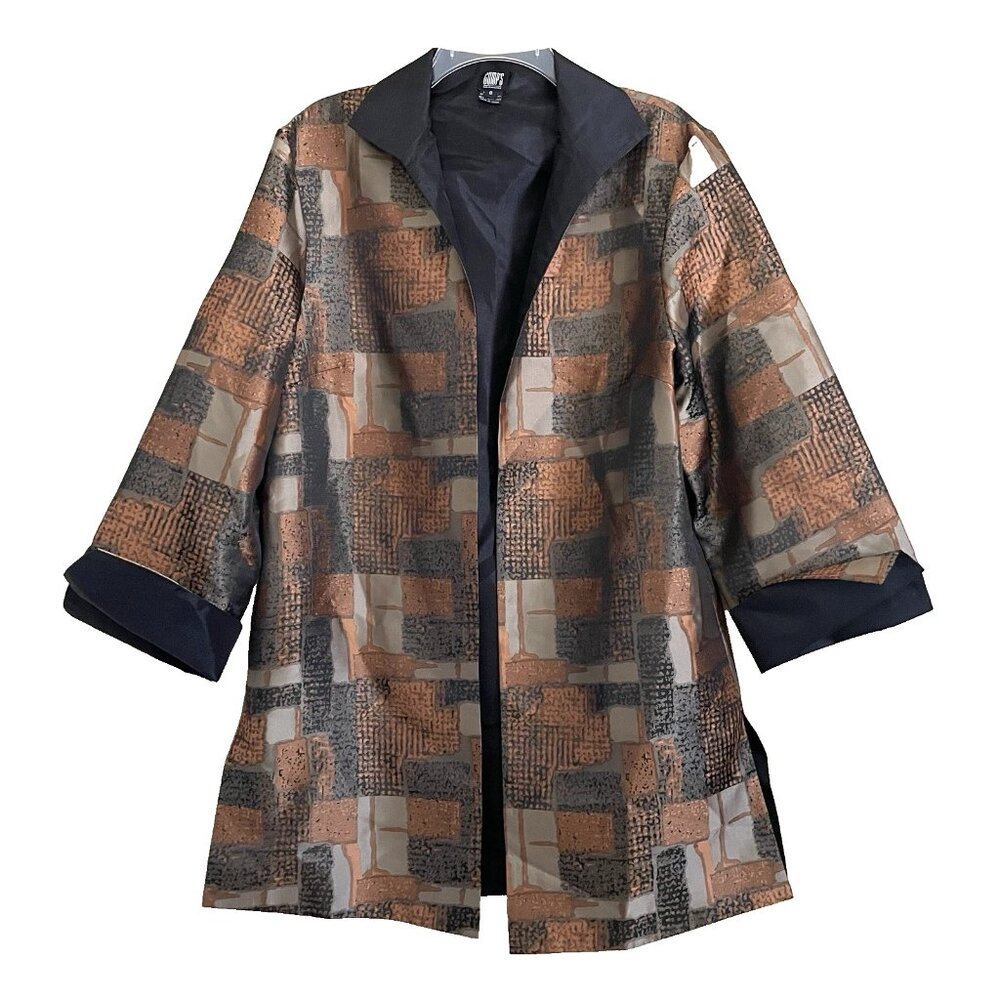Gump's San Francisco Open Front Jacket Opera Coat 8 Art to Wear Abstract Print